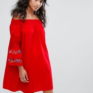 Rage Sheared Bandeau Dress With
Embroidered Sleeve